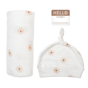 Bamboo Hat & Swaddle Blanket - Daisies - My Little Thieves