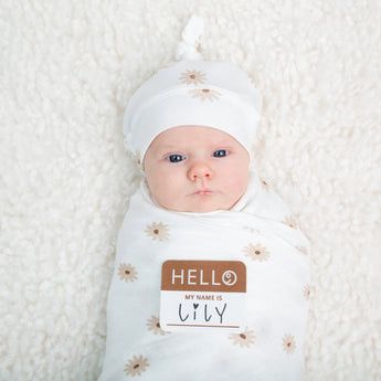Bamboo Hat & Swaddle Blanket - Daisies - My Little Thieves