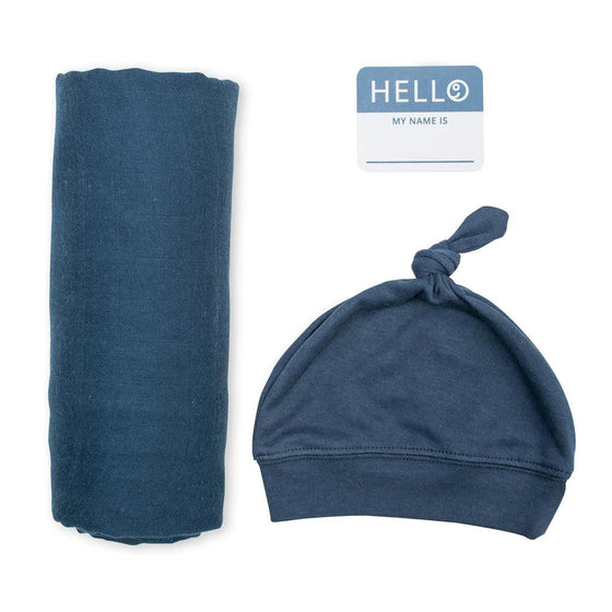 Bamboo Hat + Swaddle blanket - Navy - My Little Thieves