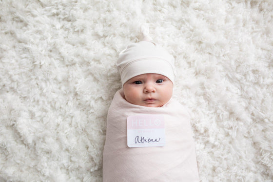 Bamboo Hat + Swaddle blanket - Pink - My Little Thieves