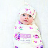 Bamboo Hat + Swaddle blanket - Posies - My Little Thieves