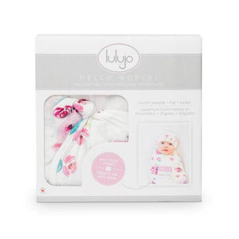 Bamboo Hat + Swaddle blanket - Posies - My Little Thieves