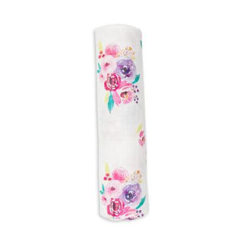Bamboo Hat + Swaddle blanket - Posies - My Little Thieves