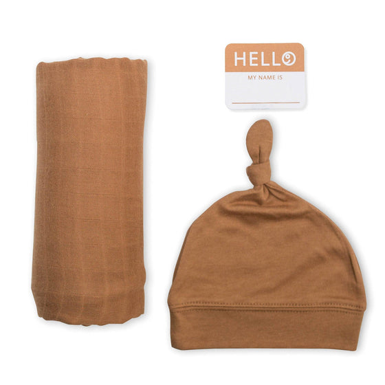 Bamboo Hat + Swaddle blanket - Tan - My Little Thieves