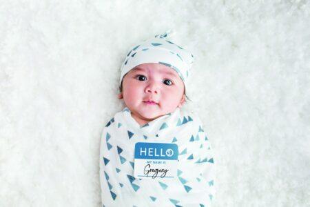 Bamboo Hat + Swaddle blanket - Triangle Blue - My Little Thieves