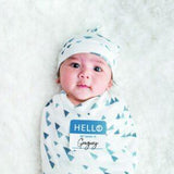 Bamboo Hat + Swaddle blanket - Triangle Blue - My Little Thieves