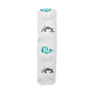 Bamboo Swaddle - Whales - My Little Thieves