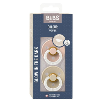 Bibs Colour Anatomical Glow Latex Pacifiers 2 Pack | Soother - My Little Thieves