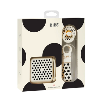 BIBS Soothe and Go Polka Gift Set Ivory Black