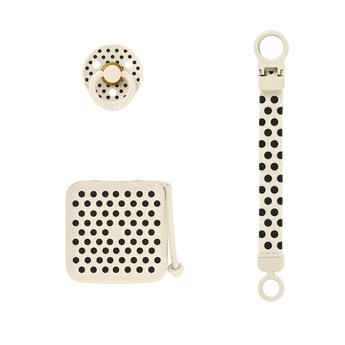 BIBS Polka pacifier box clip gift set Ivory Black