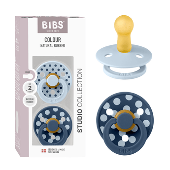 Bibs Studio Colour 2 Pack Latex Polka Design | Baby Soother - My Little Thieves