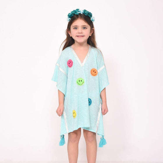 Blue Smiley Tunic Applique Beach - My Little Thieves