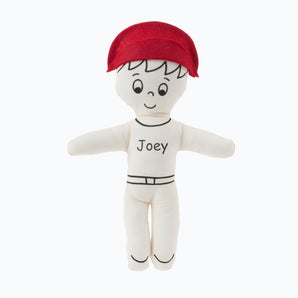 Personalized Canvas Boy with Red Hat DIY  Plushie-Perfect Party Favor