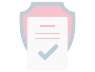 Pastel shield and document icon with checkmark representing buy now pay later payment option by My Little Thieves