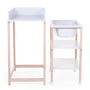 Changing Table + Bath + Wheels (Box 2/2) - White - My Little Thieves