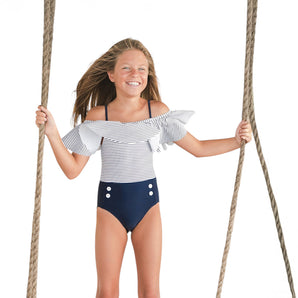 Chloe Girls One Piece Swimwear - Striped Design