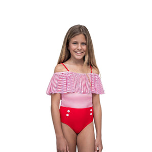 Chloe Girls One Piece Swimwear - Stylish Striped Design