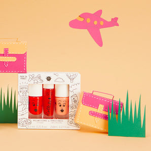 Nailmatick Kids Amazing trip Set Of 2 Nail Polish + 1 Lip Gloss: Dori Flamingo Peach