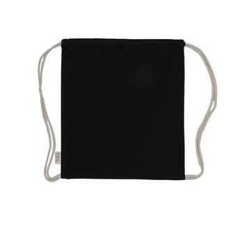 Black drawstring bag on a white background