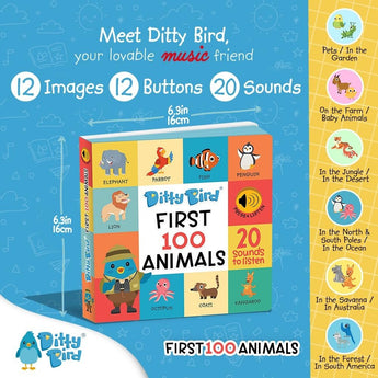Ditty Bird First 100 Animals ” Children's Book For Kids | Books - My Little Thieves