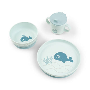 Done By Deer Foodie Dinner Set | Wally Whale Plate, Bowl & Cup Set - My Little Thieves