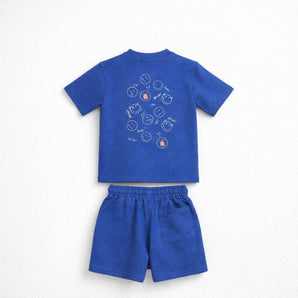 Eat The Cake Boys Blue Smiley Set Shorts T Shirt | Kids - My Little Thieves
