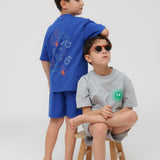 Eat The Cake Boys Blue Smiley Set Shorts T Shirt | Kids - My Little Thieves
