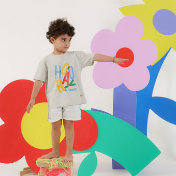 Eat The Cake Boys Grey Hooray T Shirt | Kids Fashion - My Little Thieves