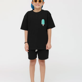 Eat The Cake Boys Icecream Black Shorts T Shirt Set | Kids - My Little Thieves
