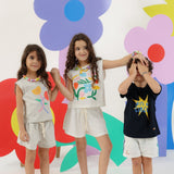 Eat The Cake Girls Tulip Grey Shorts T Shirt Set | Kids - My Little Thieves