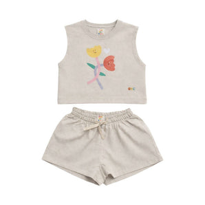 Eat The Cake Girls Tulip Grey Shorts T Shirt Set | Kids - My Little Thieves