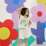 Eat The Cake White Flowers Girls Shorts T Shirt Set | Kids - My Little Thieves