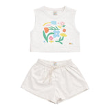 Eat The Cake White Flowers Girls Shorts T Shirt Set | Kids - My Little Thieves