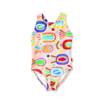 Fancy Fins Girls Elastic Strap Bather Swimsuit | Kids Swimwear - My Little Thieves