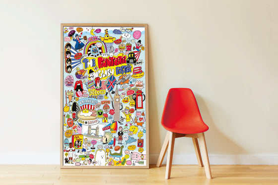 Full of British Icons & Culture Sticker Poster - 100% English - My Little Thieves