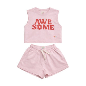 Girls Awesome Pink Shorts and T-shirt Set - My Little Thieves