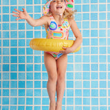 Girls Elastic Strap Bather Fancy Fins Swimsuit - My Little Thieves