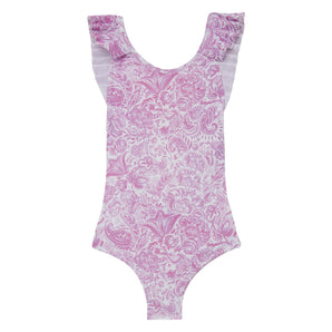 Girls' Paisley Lillac One Piece Pleated Swimwear - My Little Thieves