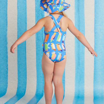 Girls Strap Bather Flamin Galahs Swimsuit | Kids Swimwear - My Little Thieves