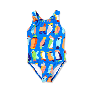 Girls Strap Bather Flamin Galahs Swimsuit | Kids Swimwear - My Little Thieves