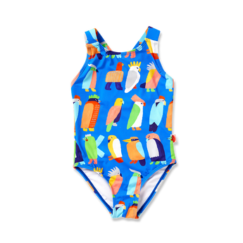 Girls Strap Bather Flamin Galahs Swimsuit | Kids Swimwear - My Little Thieves