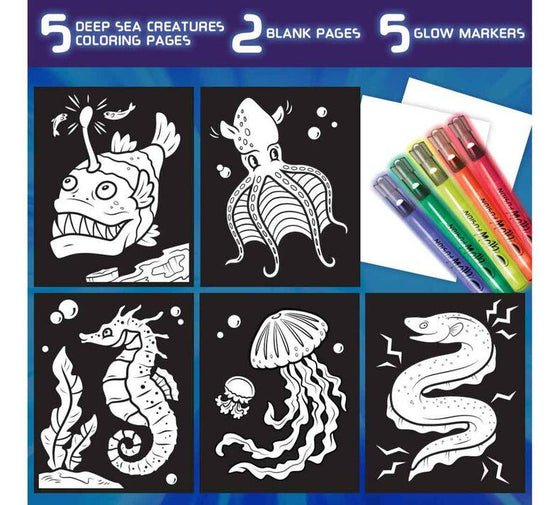Glow Fusion, Marker Coloring Set, Deep Sea Creatures - My Little Thieves