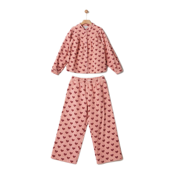 Pink Hearts All Over Cordurory Top & Pants Set