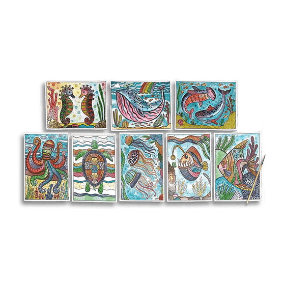 Hidden Colors Magic Paint Sheets (9 pc set)- Magic Ocean - My Little Thieves