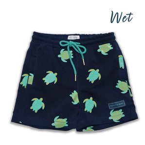 Holly and Beau Turtle Color-Change Boys Swim Shorts