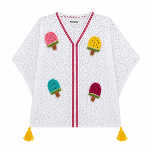 Girls White Beach Coverup Icecream design