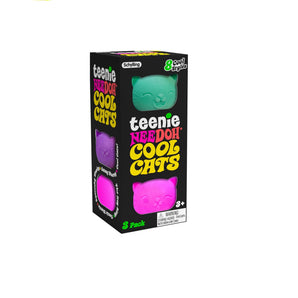 NEEDOH Teenie Cool Cat Squishy Fidget Toy Three Pack -Colors May Vary- Multicolor