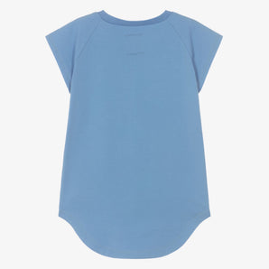 Girls Blue Organic Cotton Bird Dress