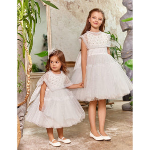 Junona White Tulle Girls Occasion Dress | Kids Fashion - My Little Thieves