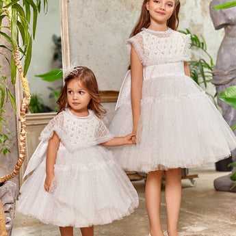 Junona White Tulle Girls Occasion Dress | Kids Fashion - My Little Thieves